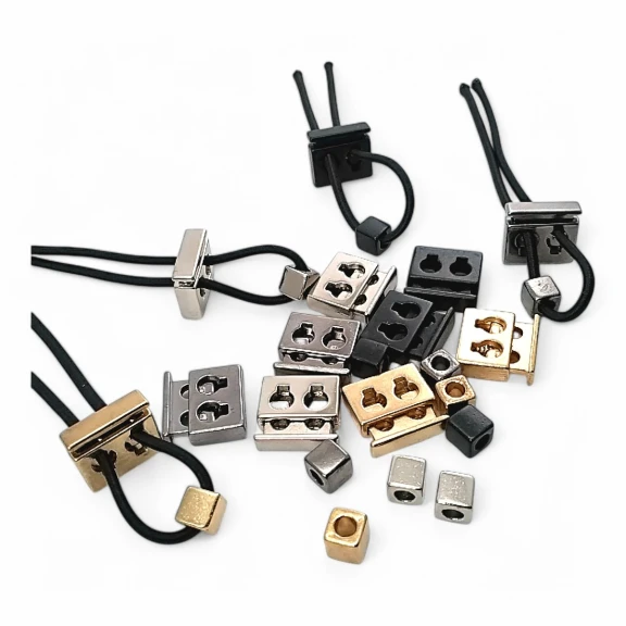 Two Hole Metal Stopper 4.5 mm Hole Diameter Top Press Cube Bead Combination E 2035 - E 1804