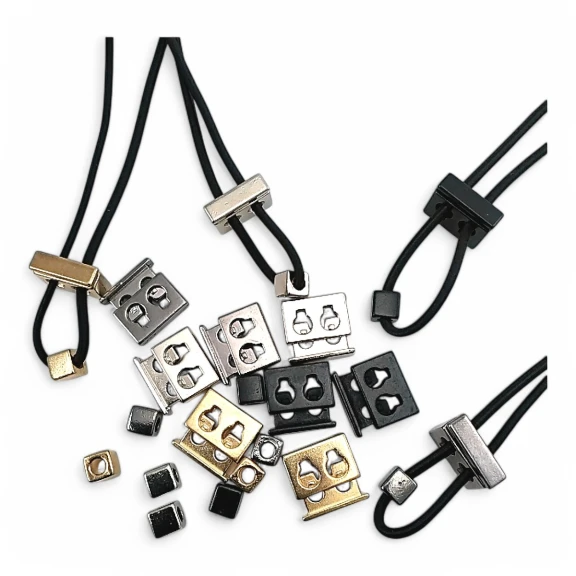 Two Hole Metal Stopper 4.5 mm Hole Diameter Top Press Cube Bead Combination E 2035 - E 1804