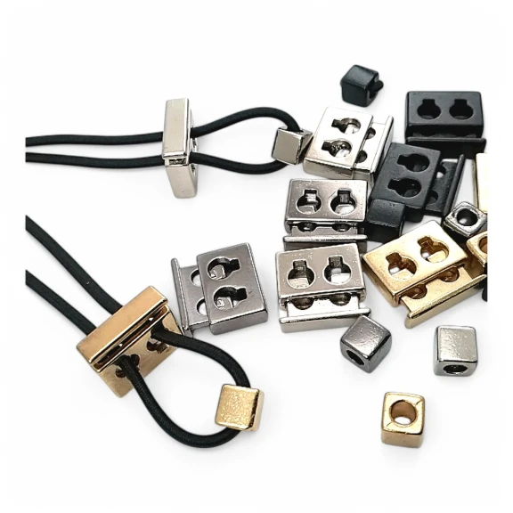 Two Hole Metal Stopper 4.5 mm Hole Diameter Top Press Cube Bead Combination E 2035 - E 1804