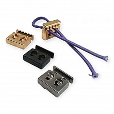 Metal 2-Hole Cord Stopper - 4 mm Hole Diameter, 17 mm Length B0021
