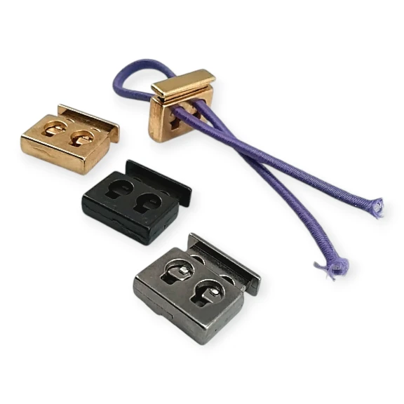 İki Delikli Metal Stoper 4,5 mm Delik Çaplı Üstten Basmalı - Dikdörtgen Model - Zamak Stoper E 2035