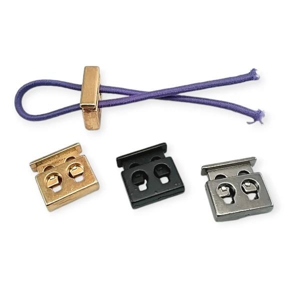 İki Delikli Metal Stoper 4,5 mm Delik Çaplı Üstten Basmalı - Dikdörtgen Model - Zamak Stoper E 2035