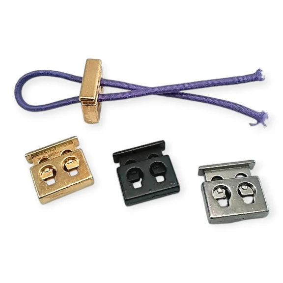 İki Delikli Metal Stoper 4,5 mm Delik Çaplı Üstten Basmalı - Dikdörtgen Model - Zamak Stoper E 2035