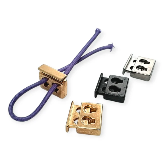 İki Delikli Metal Stoper 4,5 mm Delik Çaplı Üstten Basmalı - Dikdörtgen Model - Zamak Stoper E 2035