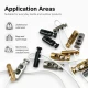 5.5 mm Two-Hole Top-Press Flat Zinc Alloy Cord Stopper E 214, durable zamak material, ideal for furniture manufacturing and