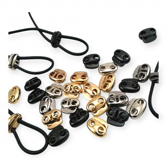 İki Delikli Metal Stoper 3 mm Delik Çaplı Üstten Basmalı - Zamak Stoper E 2223