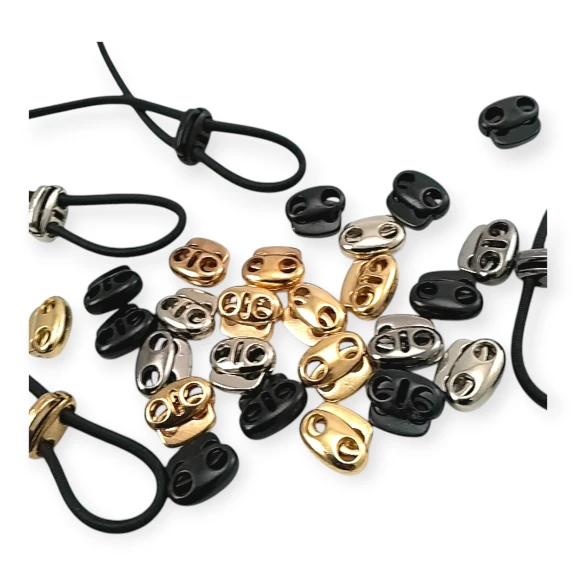 İki Delikli Metal Stoper 3 mm Delik Çaplı Üstten Basmalı - Zamak Stoper E 2223