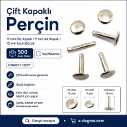 Çift Kapaklı Perçin 11 mm Kapak / 15 mm Uzun Bacak / 9 mm Alt Kapak Saç Malzeme – 500 Adet CS00011-15CFT