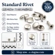 Standart Rivet 9 mm Kapak / 15 mm Uzun Bacak Perçin Saç Malzeme - 500 Adet, kalın deri ve tekstil uygulamaları için güçlü