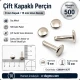 Çift Kapaklı Perçin 9 mm Kapak / 15 mm Uzun Bacak Saç Malzeme - 500 Adet, kalın deri, çanta, kemer ve teknik tekstil