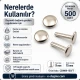 Çift Kapaklı Perçin 9 mm Kapak / 15 mm Uzun Bacak Saç Malzeme - 500 Adet, kalın deri, çanta, kemer ve teknik tekstil