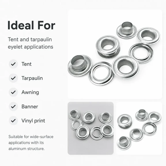 Kuşgözü Alüminyum 12,5 mm İç Çaplı - No 28, çadır, branda, çanta ve tekstil uygulamaları için ideal çözüm