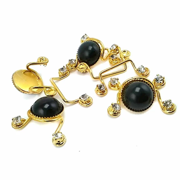 60 mm Taşlı Altın Renkli Agraf Toka BRS0047