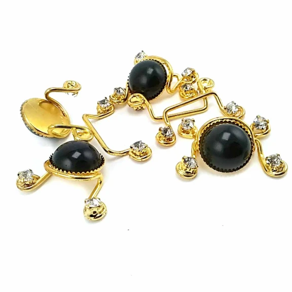 60 mm Taşlı Altın Renkli Agraf Toka BRS0047