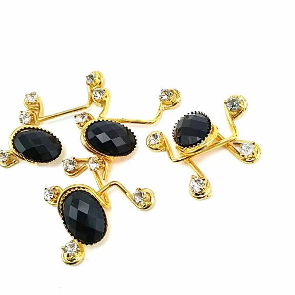 60 mm Siyah Taşlı Altın Renkli Agraf Toka BRS0048