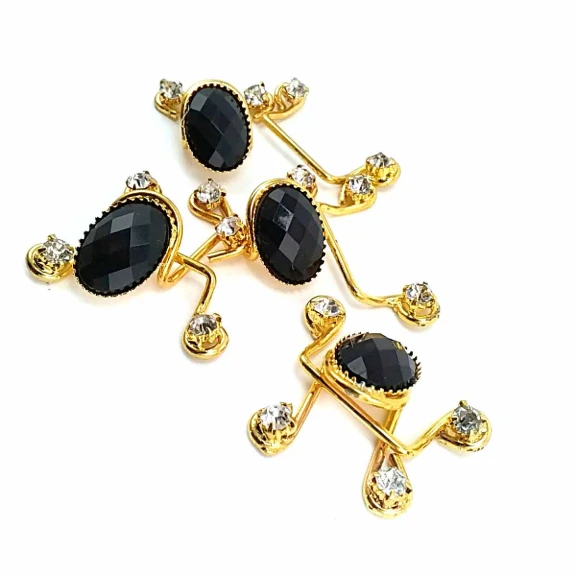 60 mm Siyah Taşlı Altın Renkli Agraf Toka BRS0048