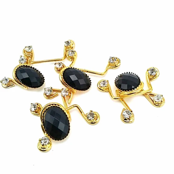 60 mm Siyah Taşlı Altın Renkli Agraf Toka BRS0048