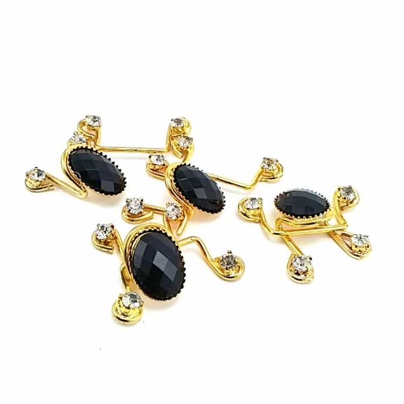 60 mm Siyah Taşlı Altın Renkli Agraf Toka BRS0048