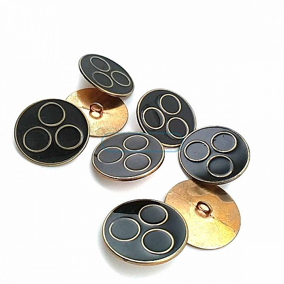 Halkalar Desenli Mineli Ayaklı Düğme 27 mm - 43 Boy D 0007