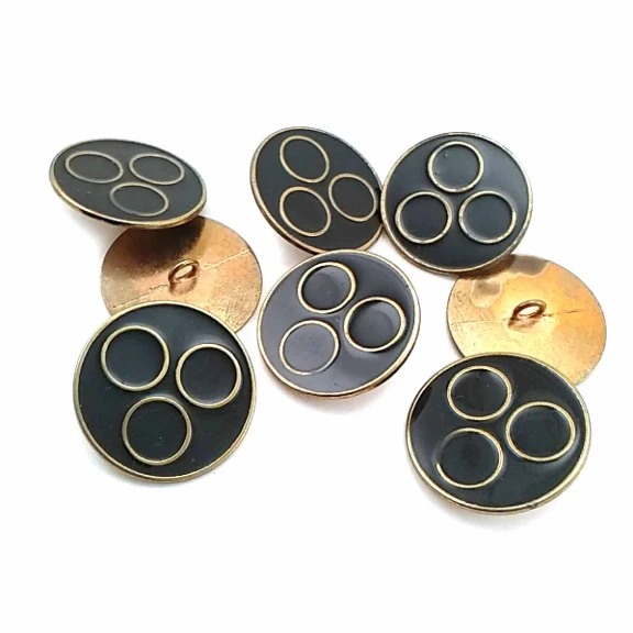 Halkalar Desenli Mineli Ayaklı Düğme 27 mm - 44 Boy D 0007