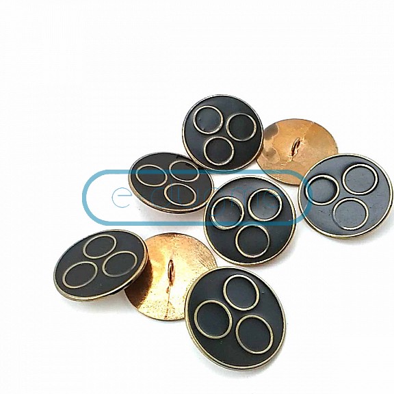 Rings Pattern Enameled Footed Button 27 mm - 43 Size D 0007