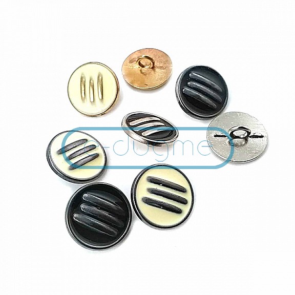 Three Stripes Enamel Bottom Sewing Button 17 mm - 27 Length D 0010