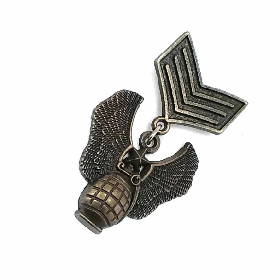 Madalya Broş - Askeri Armalı Antik Sarı Broş BRS0007