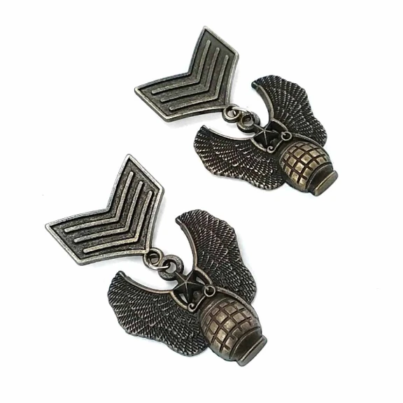 Madalya Broş - Askeri Armalı Antik Sarı Broş BRS0007