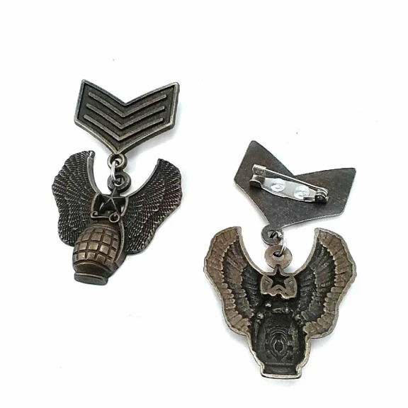 Madalya Broş - Askeri Armalı Antik Sarı Broş BRS0007