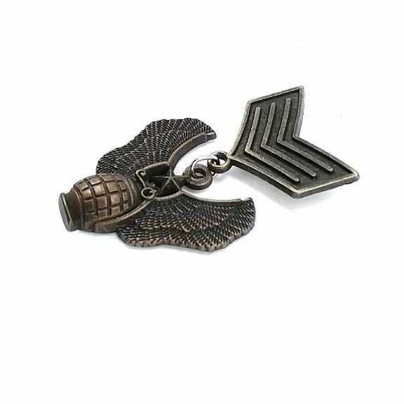 Madalya Broş - Askeri Armalı Antik Sarı Broş BRS0007