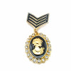 Female Face Gold Color Medal Type Brooch BRS0008