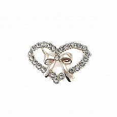 Stylish Gold Color Heart Shape Metal Brooch With Stone BRS0011