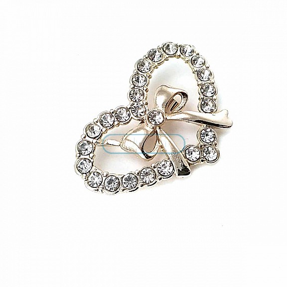 Stylish Gold Color Heart Shape Metal Brooch With Stone BRS0011