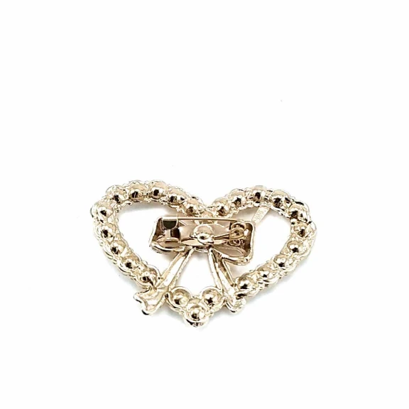 Taşlı Şık Altın Renk Kalp Şekil Metal Broş BRS0011