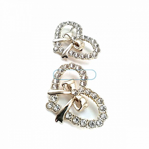 Stylish Gold Color Heart Shape Metal Brooch With Stone BRS0011