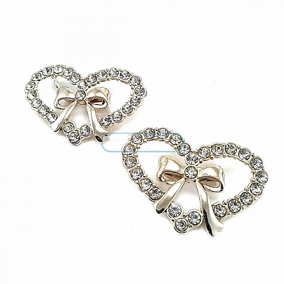 Stylish Gold Color Heart Shape Metal Brooch With Stone BRS0011