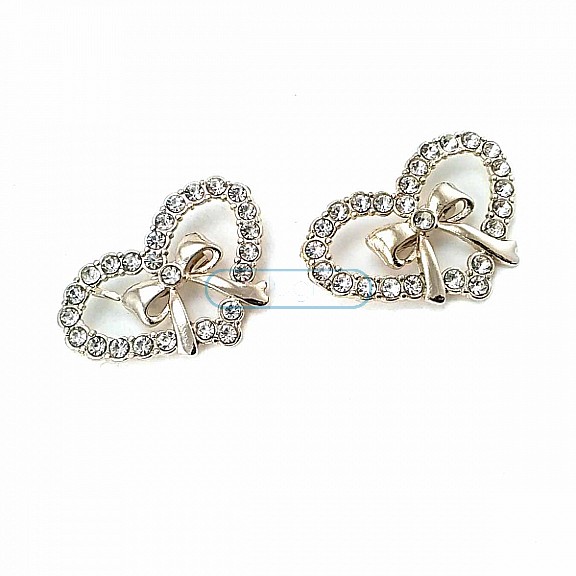 Stylish Gold Color Heart Shape Metal Brooch With Stone BRS0011