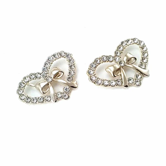 Taşlı Şık Altın Renk Kalp Şekil Metal Broş BRS0011