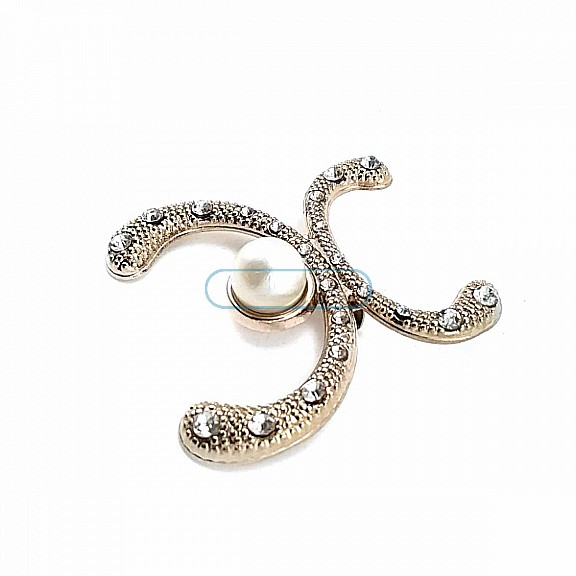 Stylish Gold Color Metal Brooch with Stone BRS0013