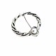 Pearl Stone Ring Shape Silver Color Brooch BRS0015