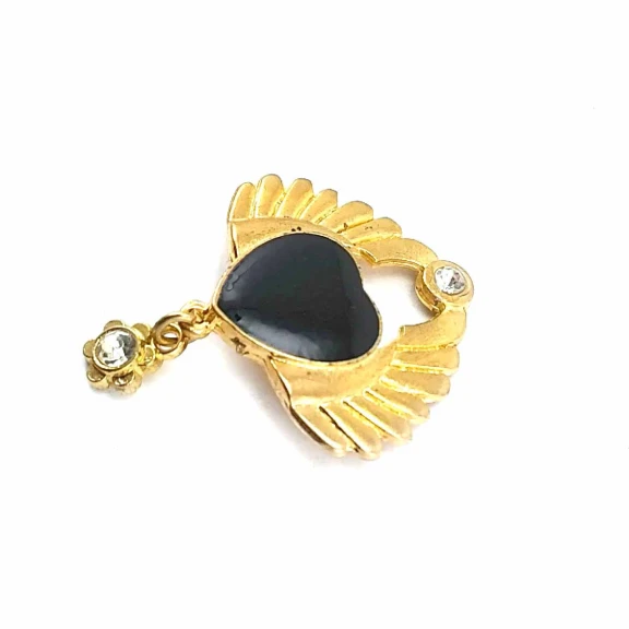 Siyah Taşlı Altın Renk Şık Broş BRS0016