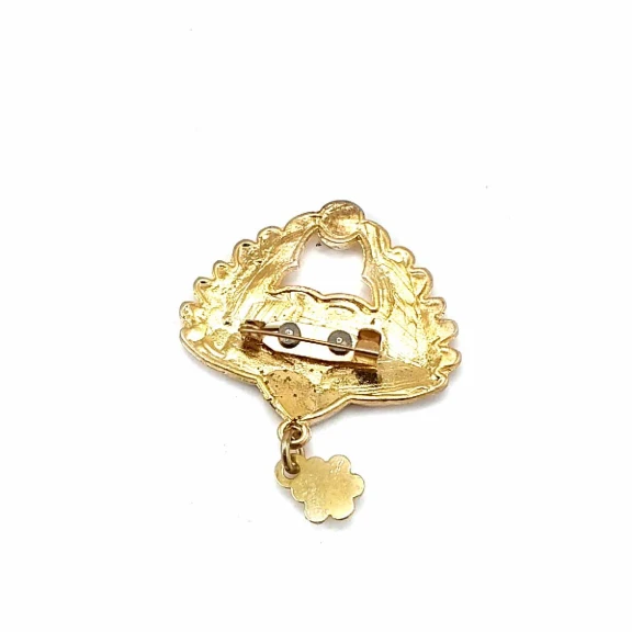 Siyah Taşlı Altın Renk Şık Broş BRS0016