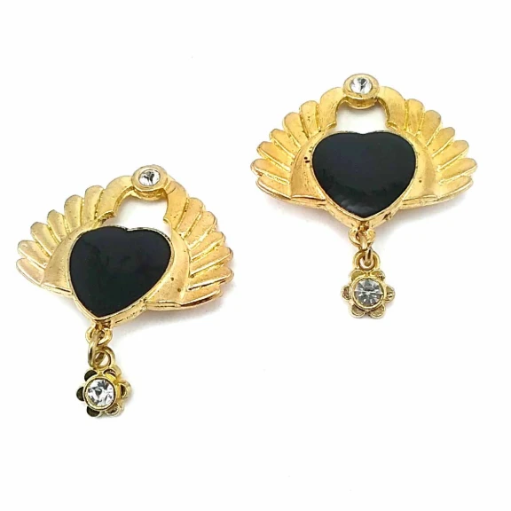 Siyah Taşlı Altın Renk Şık Broş BRS0016