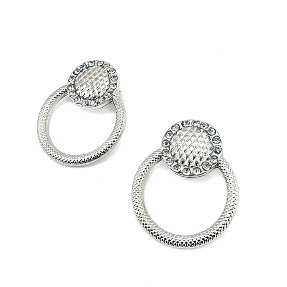 Aesthetic Stone Ring Shape Silver Color Brooch BRS0017