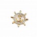 Rudder Shape, Gold Color Metal Brooch With Anchor Logo BRS0019