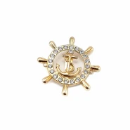 Dümen Şekil, Çapa Logolu Altın Renk Metal Broş BRS0019