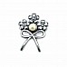 Flower Bunch Bow Type Silver Color Brooch BRS0020