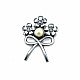 Flower Bunch Bow Type Silver Color Brooch BRS0020