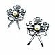 Flower Bunch Bow Type Silver Color Brooch BRS0020