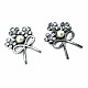 Flower Bunch Bow Type Silver Color Brooch BRS0020